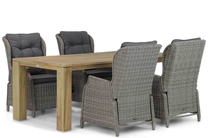 Garden Collections Edingburgh/Brighton 200 cm dining tuinset 5-delig – Grijs-antraciet