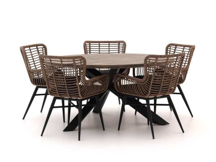Intenso Furniture Asti/Rough-Y Ø150cm dining tuinset 6-delig – Grijs