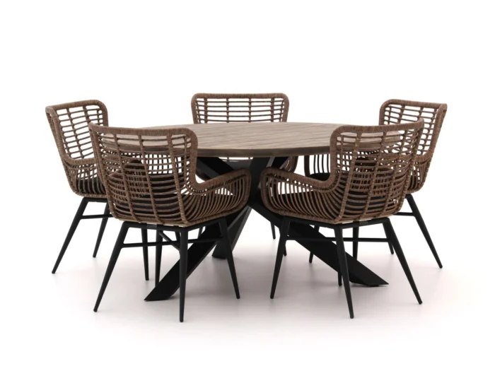 Intenso Furniture Asti/Rough-Y Ø150cm dining tuinset 6-delig - Grijs