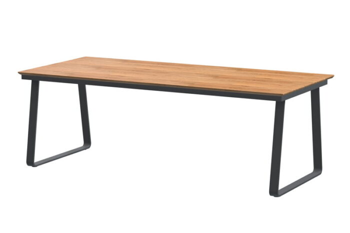 4so Konos tafelframe Antracite met tafelblad Teak 220 x 95 cm – bruin