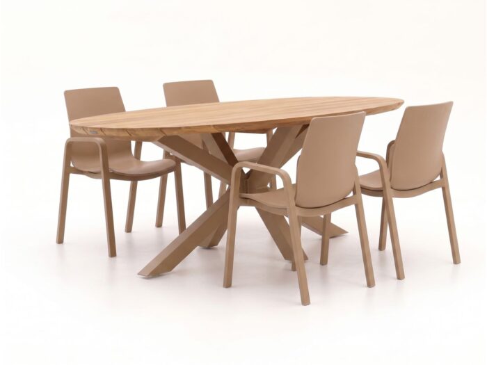 Hartman tuinmeubelen Flow/San Sebastian 200cm dining tuinset 5-delig stapelbaar