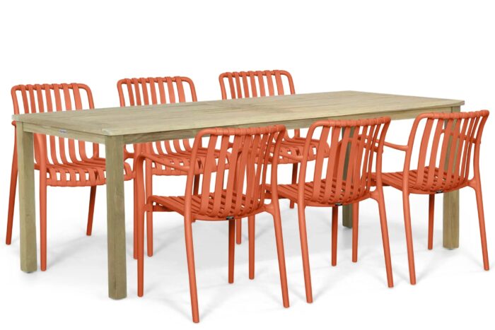 Domani Furniture Alba/Weston 210×90 cm dining tuinset 7-delig – Oranje
