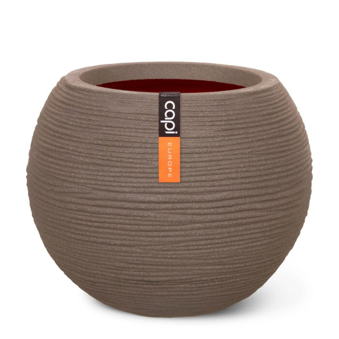 Capi europe Vaas bol Rib NL 40×32 warm taupe bloempot – grijs;paars;wit