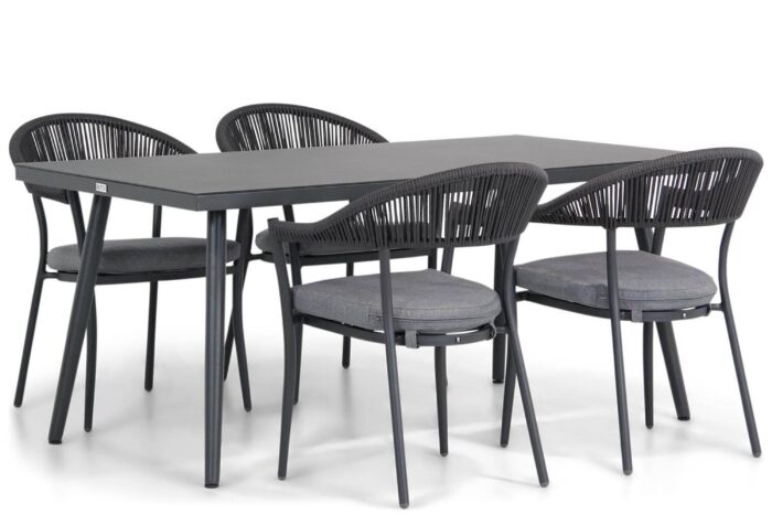 Santika Furniture Vivian/Valencia 170 cm dining tuinset 5-delig – Grijs-antraciet