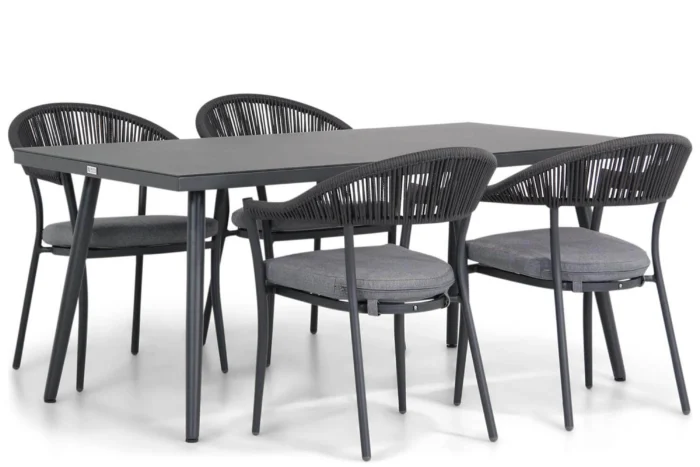 Santika Furniture Vivian/Valencia 170 cm dining tuinset 5-delig - Grijs-antraciet