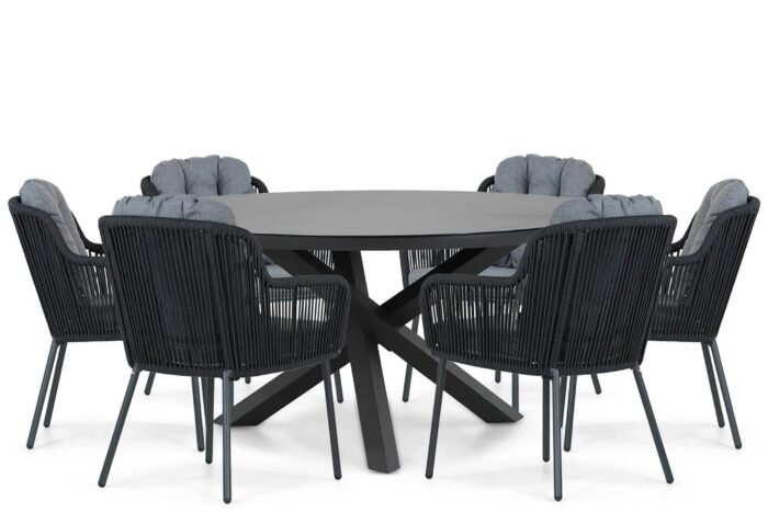 Santika Furniture Tendenza/Livorno 150 cm dining tuinset 7-delig – Grijs-antraciet