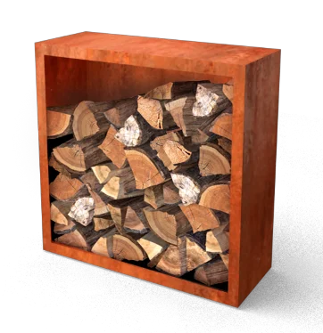 Geroba Egura Cortenstaal Houtopslag met achterwand 1000 x 385 x 1000 mm - bruin