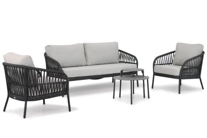 Coco Puerto/Pacific 45-60 cm stoel-bank loungeset 5-delig - Grijs-antraciet