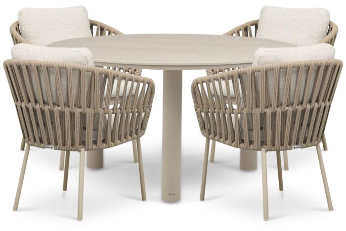 Coco Elara/Trino 140 cm dining tuinset 5-delig – Zand/Beige
