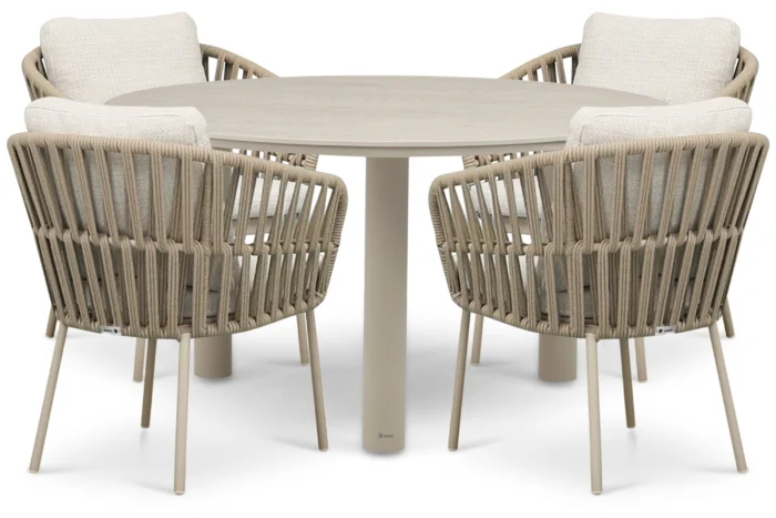 Coco Elara/Trino 140 cm dining tuinset 5-delig - Zand/Beige