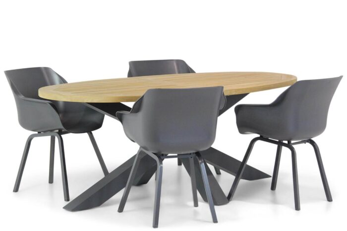 Hartman Sophie element/Brookline 200 cm ovaal dining tuinset 5-delig – Grijs-antraciet