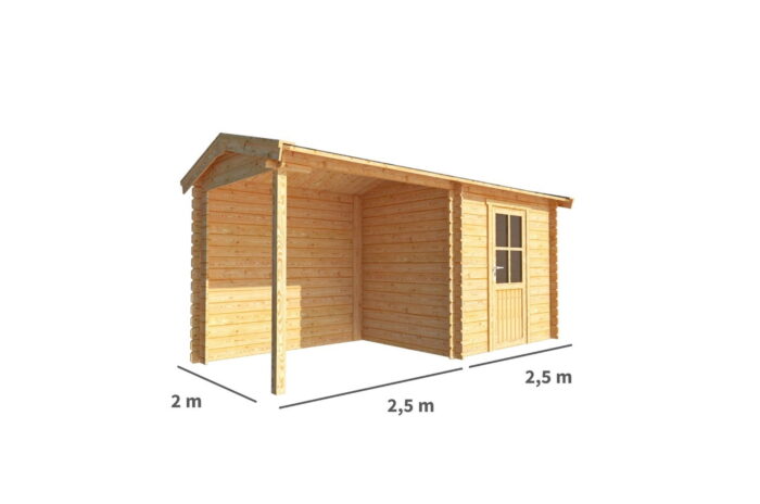 Warentuin collection Blokhut, tuinhuisje met overkapping Fenna-Linn 500 cm bij 200 cm diep zadeldak 4 – bruin