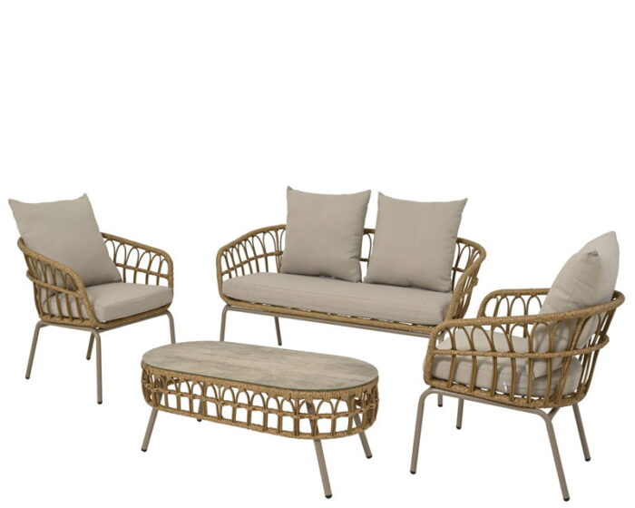 Decoris Amadora loungeset wicker naturel