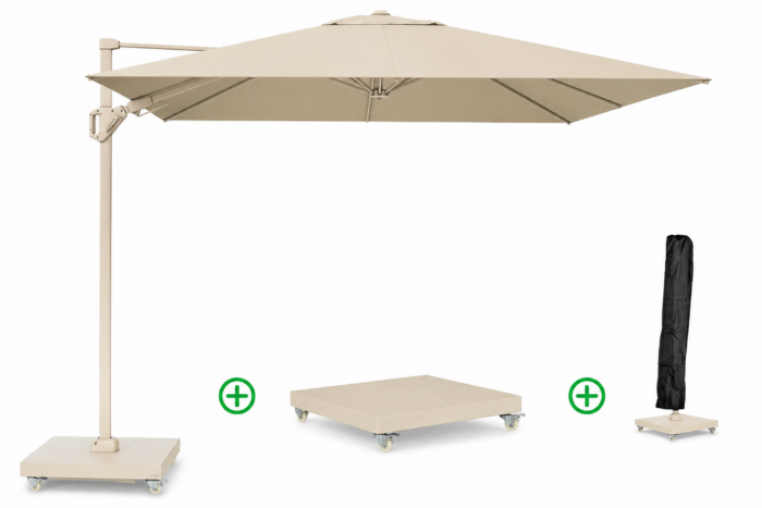 Platinum Challenger zweefparasol 3x3mT2 premium (incl. voet en hoes) champagne – Taupe-naturel-bruin
