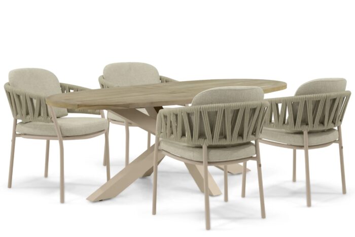 4 Seasons Outdoor Calma/Brookline 200×110 cm dining tuinset 5-delig – Zand/Beige