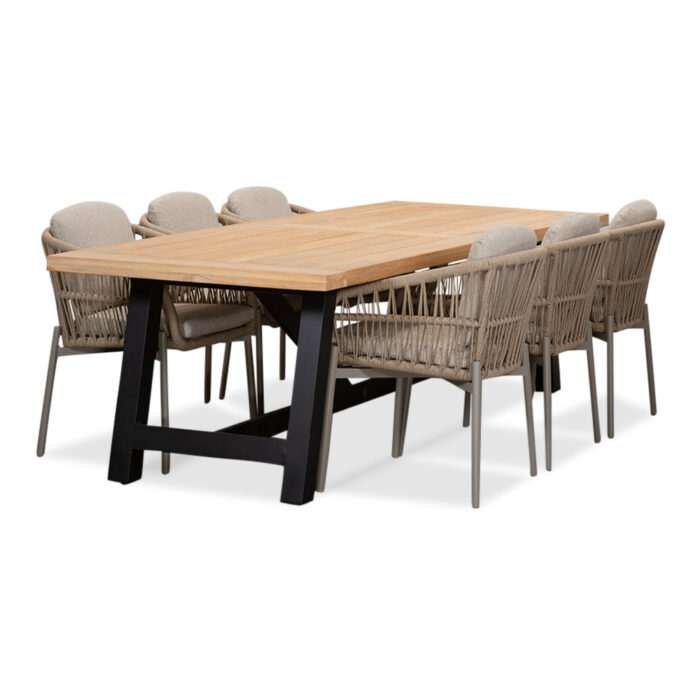LUX outdoor living James/Rico zand dining tuinset | 6 personen | teakhout + aluminium | 260cm