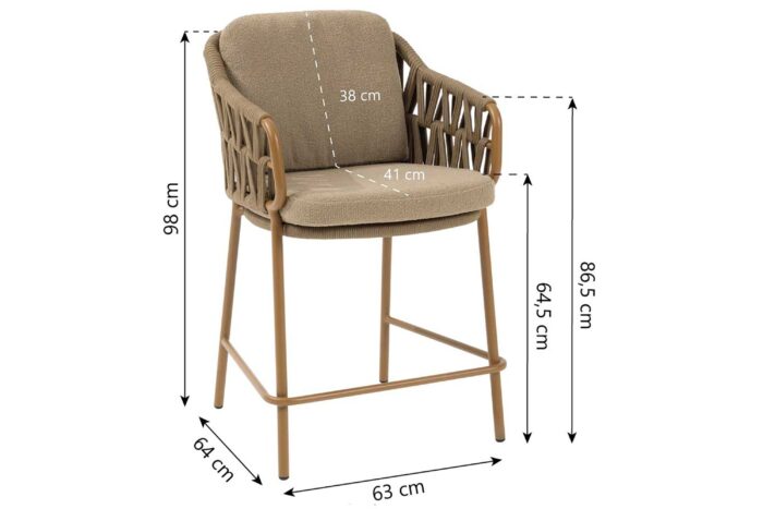 4 Seasons Outdoor Seasons Biarritz high dining chair amber with 2 cushions (per 2) – Taupe-naturel-bruin