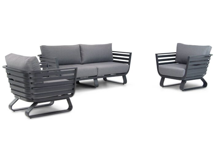 Santika Furniture Sovita stoel-bank loungeset 3-delig antraciet – Grijs-antraciet