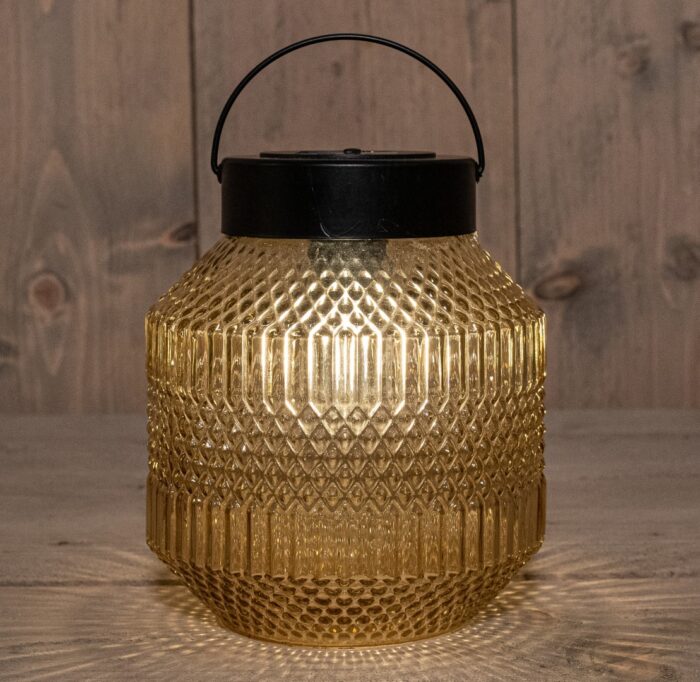 Annas collection Glazen Retro Lamp Amber 16 x 16 cm II solar Anna’s Collection – oranje