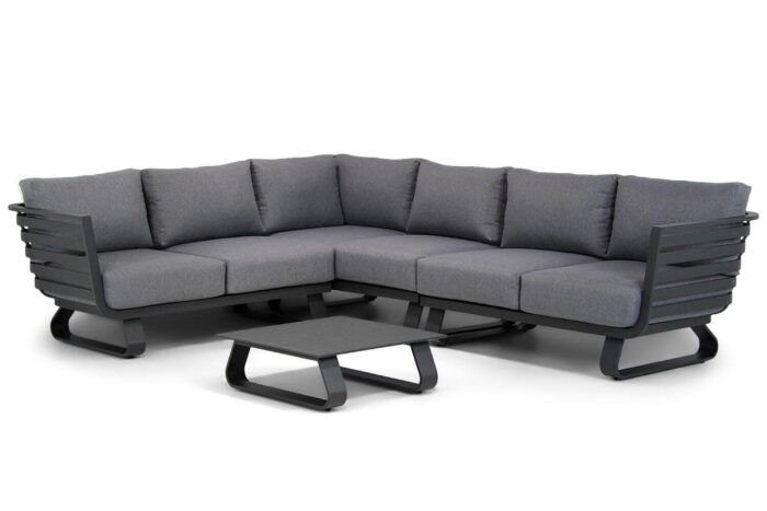 Santika Furniture Sovita hoek loungeset 4-delig Quick Dry Foam – Grijs-antraciet