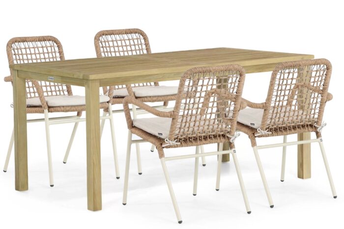 De Laan Projects Laan Catalone/Weston 160 cm dining tuinset 5-delig – Taupe-naturel-bruin
