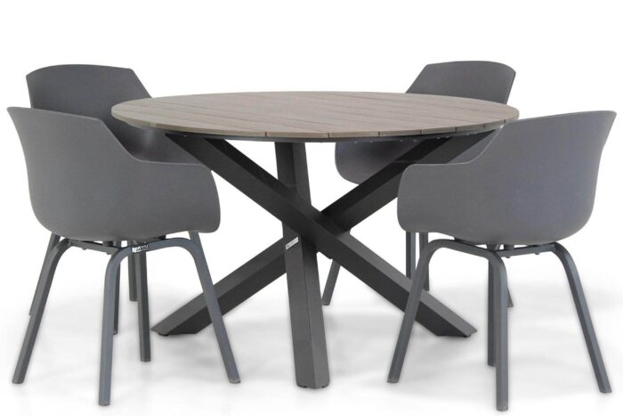 Lifestyle Garden Furniture Salina/Ancona 125 cm dining tuinset 5-delig – Grijs-antraciet