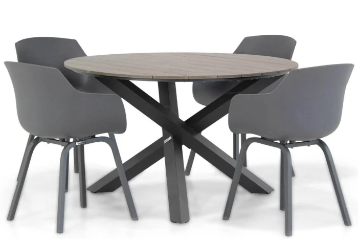 Lifestyle Garden Furniture Salina/Ancona 125 cm dining tuinset 5-delig - Grijs-antraciet