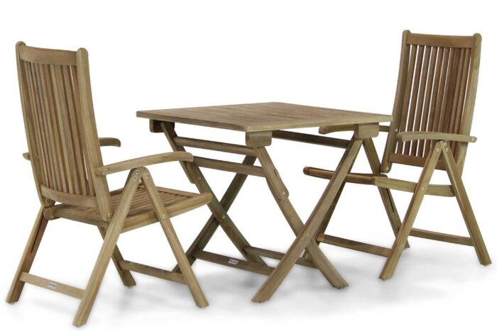 Garden Collections Canterbury/Derby 80 cm dining tuinset 3-delig inklapbaar – Taupe-naturel-bruin