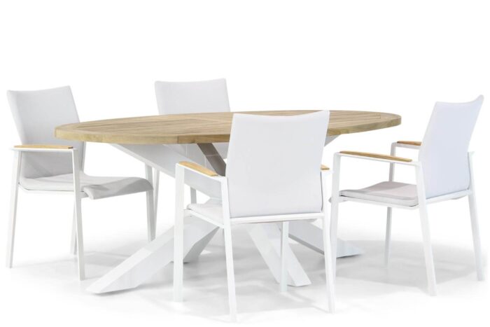 Lifestyle Garden Furniture Brandon/Bradford 200 cm ovaal dining tuinset 5-delig – Wit