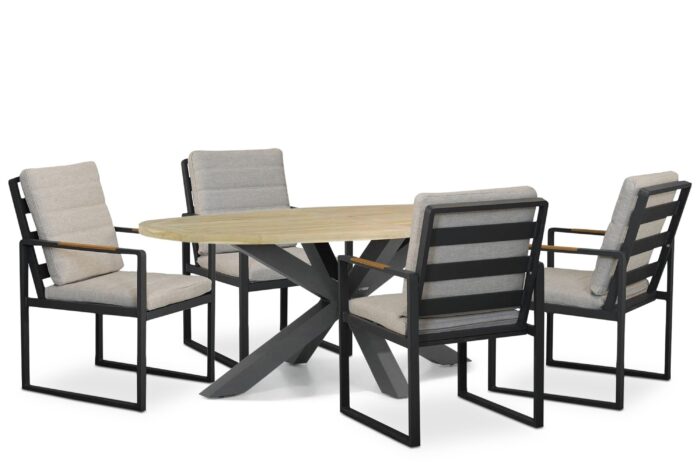 Lifestyle Garden Furniture Alessio/Brookline 200×110 cm dining tuinset 5-delig – Grijs-antraciet