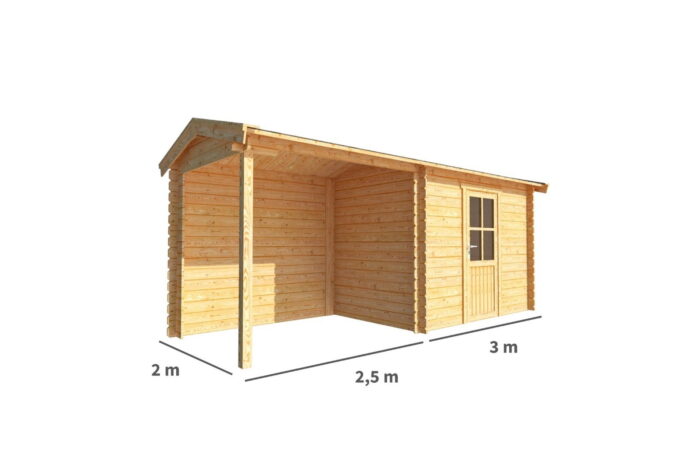 Warentuin collection Blokhut, tuinhuisje met overkapping Fenna-Aaliyah 550 cm bij 200 cm diep zadeldak 8 – bruin