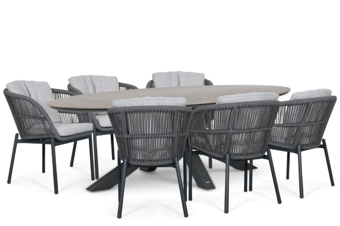 Lifestyle Garden Furniture Monaco/Lunea 240×120 cm dining tuinset 7-delig – Grijs-antraciet