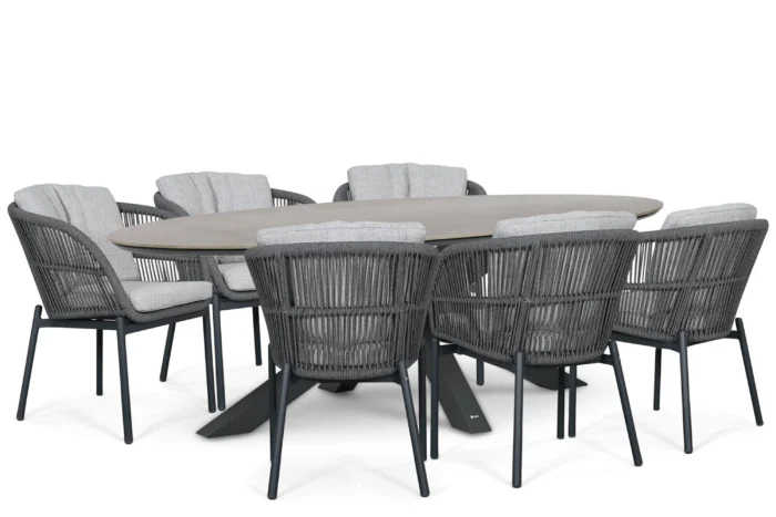 Lifestyle Garden Furniture Monaco/Lunea 240x120 cm dining tuinset 7-delig - Grijs-antraciet