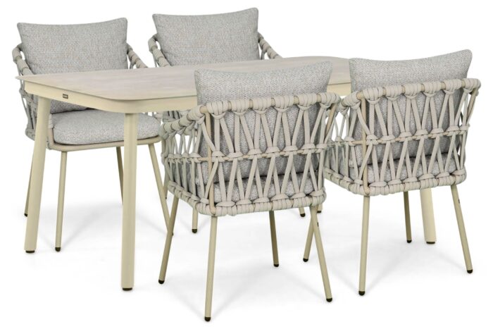 Coco Oliva/Tavano 160×90 cm dining tuinset 5-delig – Zand/Beige