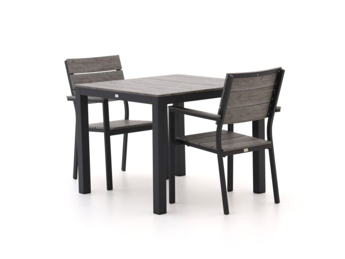 Bellagio tuinmeubelen Fidenza 90cm dining tuinset 3-delig stapelbaar – Zwart