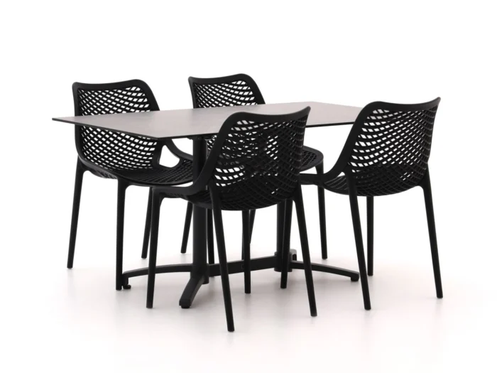Forza Furniture Ripi/Canzo 140cm dining tuinset 5-delig stapelbaar inklapbaar - Grijs
