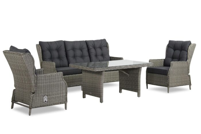 Garden Collections New Castle dining loungeset 4-delig – Grijs-antraciet