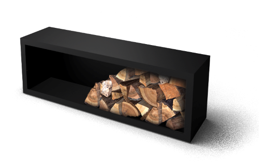 Geroba Beltza zwarte Houtopslag met achterwand 1500 x 385 x 500 mm – zwart