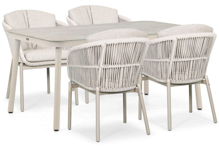 Lifestyle Garden Furniture Monaco/Tavano 160×90 cm dining tuinset 5-delig – Zand/Beige