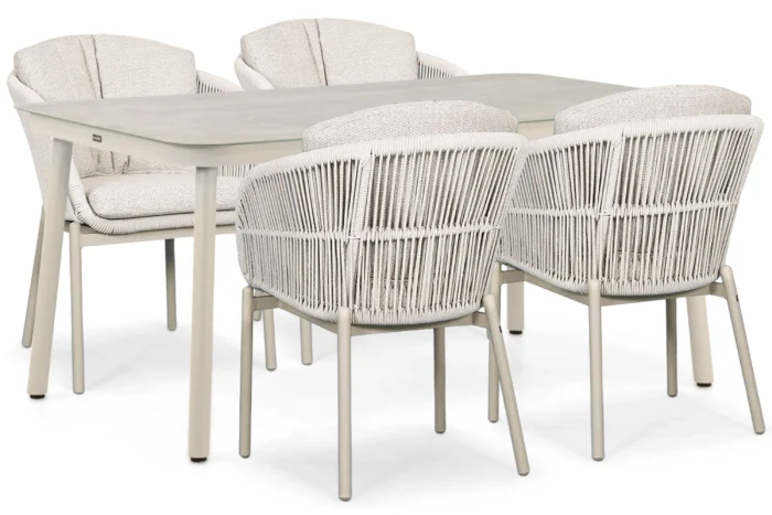 Lifestyle Garden Furniture Monaco/Tavano 160x90 cm dining tuinset 5-delig - Zand/Beige