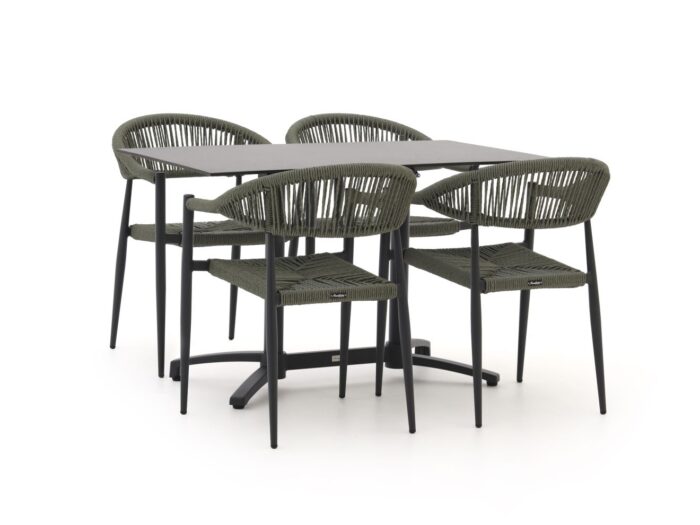 Manifesto Furniture Belpasso/Canzo 120cm dining tuinset 5-delig inklapbaar stapelbaar – Groen