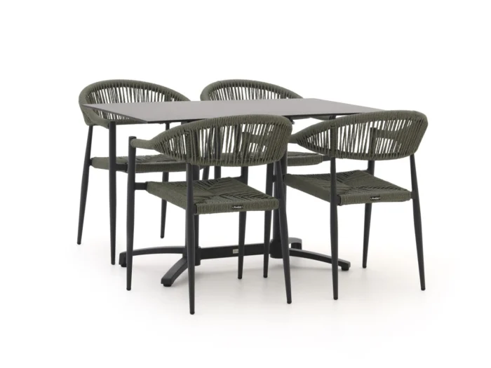 Manifesto Furniture Belpasso/Canzo 120cm dining tuinset 5-delig inklapbaar stapelbaar - Groen