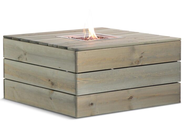 Garden Collections Basic vuurtafel 100 x 100 cm – Old teak greywash