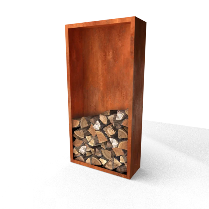 Geroba Egura Cortenstaal Houtopslag met achterwand 1000 x 385 x 2000 mm - bruin