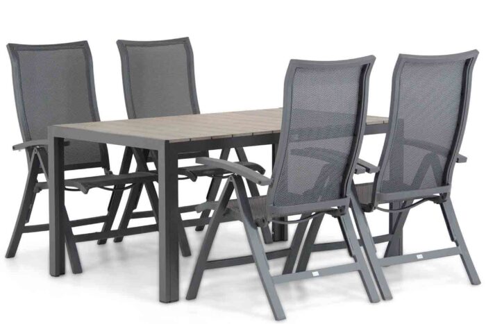 Presto Lucardo/Young 155 cm dining tuinset 5-delig – Grijs-antraciet