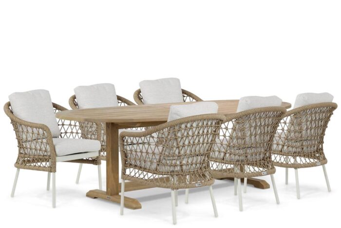 Coco Bali/Brighton 240 cm dining tuinset 7-delig – Taupe-naturel-bruin