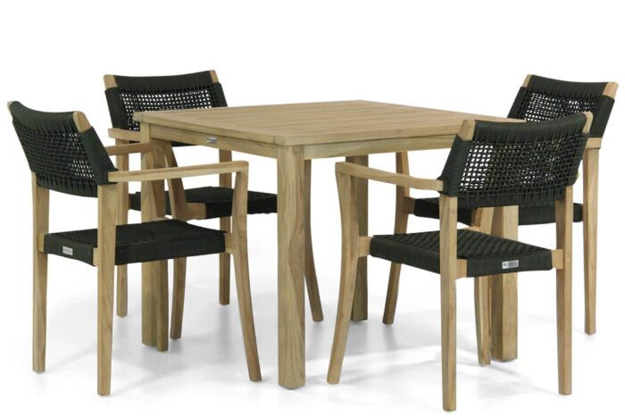 Garden Collections Lifestyle Dallas/Weston 90 cm dining tuinset 5-delig – Groen