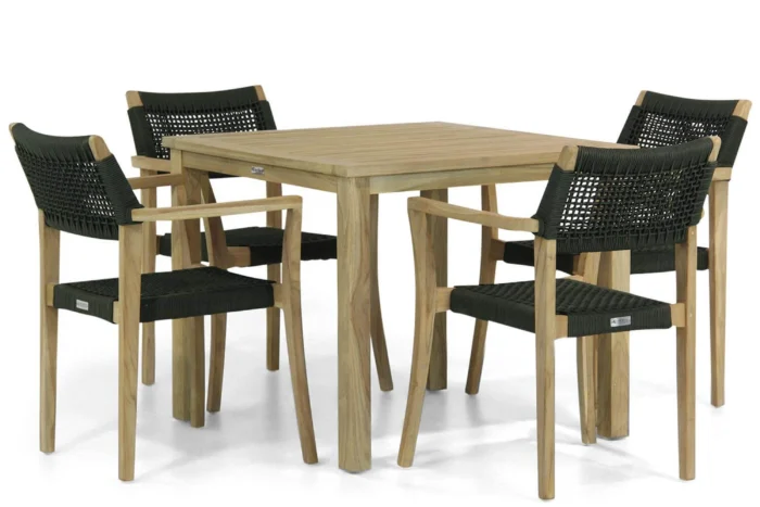 Garden Collections Lifestyle Dallas/Weston 90 cm dining tuinset 5-delig - Groen