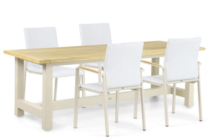 Lifestyle Garden Furniture Brandon/San Francisco 200 cm dining tuinset 5-delig – Taupe-naturel-bruin
