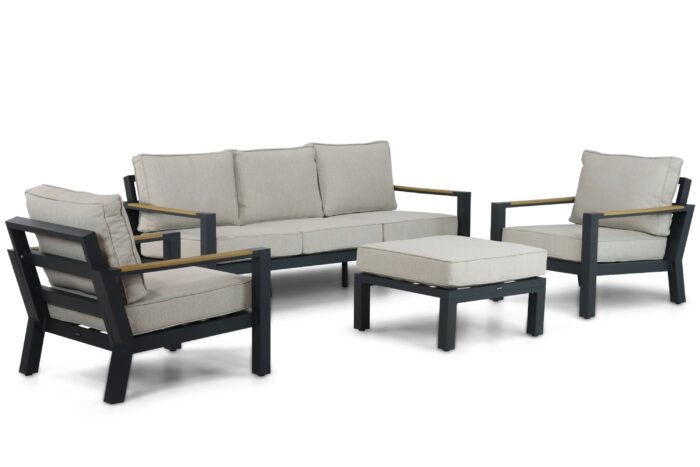 Lifestyle Garden Furniture Bilbao stoel-bank loungeset 4-delig – Grijs-antraciet